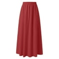 thumbnail image 4 of XIAONU Womens Skirts Elastic Waist Solid Color Pleated Skirt Ladies Loose Casual A-Line Long Skirt With Pockets, 4 of 5