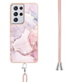 thumbnail image 2 of SaniMore for Samsung Galaxy S22 Ultra 6.8" 2022 Case with Detachable Crossbody Lanyard Shockproof TPU Backplane Marble Pattern Luxury Fashion Anti-drop Slim Lightweight Cover, Rosegold, 2 of 4