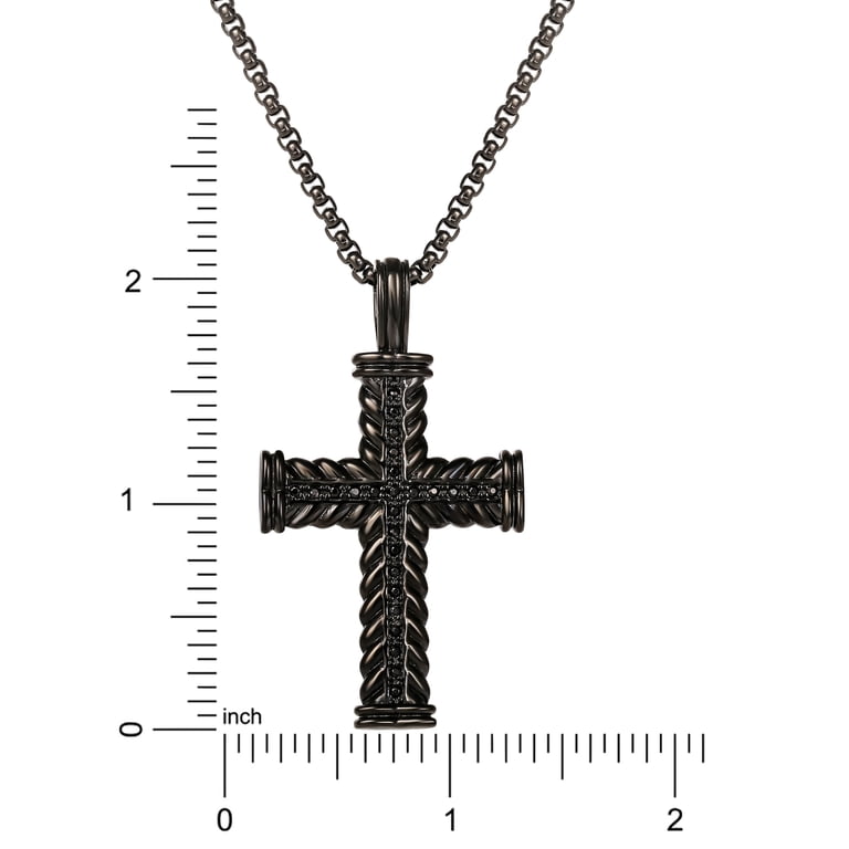 Brilliance Fine Women's Stainless Steel Black Plated CZ Cross