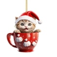 thumbnail image 2 of HmNPlay Cat Christmas Ornament, Acrylic Christmas Tree Decorations, Car Mirror Hanging Accessory, Backpack Pendant Charm, Cute Cat Lover Gifts Stocking Stuffer, 2 of 6