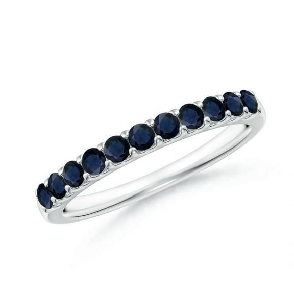 Round Shape Blue Sapphire Eternity Band Ring 925 Sterling Silver September Birthstone Wedding Anniversary Gift Gemstone Jewelry