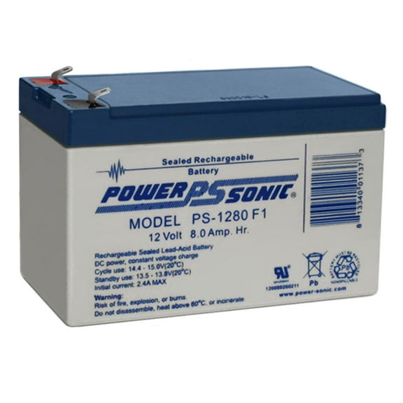 PS-1280 F1 12 Volt 8 Amp Hour Rechargeable SLA Battery