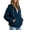 A Navy, variant on Women's Solid Color Long Sleeved Plush Hooded Zipper With Pocket Loose Casual Jacket 2026 Navy S