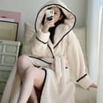 thumbnail image 2 of Bata con capucha para mujer, ropa de dormir con cinturón, ropa de noche de invierno, pijama, camisón de manga larga, ropa de casa de lana cálida, ropa japonesa, 2 of 4