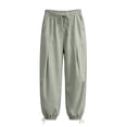 thumbnail image 6 of CHGBMOK Womens Linen Balloon Barrel Beach Pants Boho Harem Flowy Drawstring Casual Loose Pants with Pockets, 6 of 8