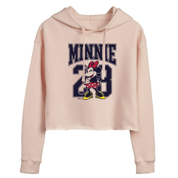 Disney - Minnie Mouse - Team Minnie Collegiate '28 - Juniors Cropped Pullover Hoodie