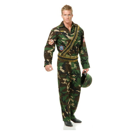 Adult Men's Top Gun Camouflage Fighter Pilot Jumpsuit Costume