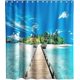thumbnail image 1 of Shower Curtain Tropical Island Wooden Bridge Sea Scenery Theme Cloth Fabric Bathroom Decor Sets With, 1 of 4