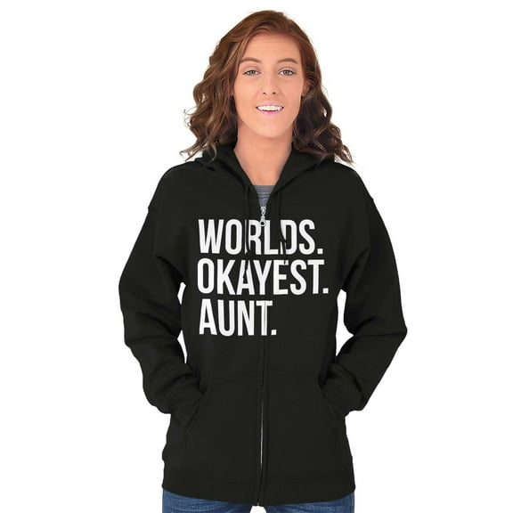 Worlds Okayest Aunt Niece Nephew Cute Zip Hoodie Sweatshirt Women Brisco Brands S