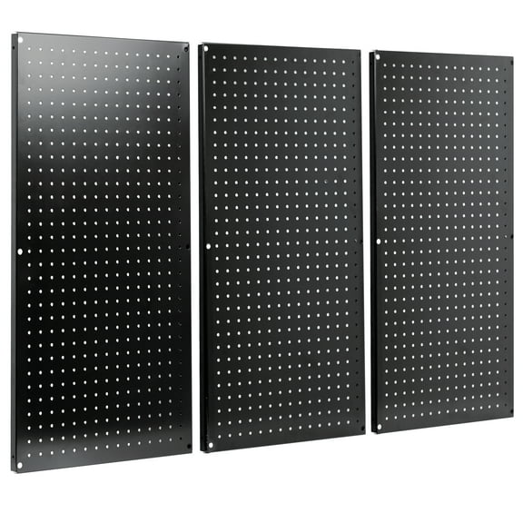 VIVO Black Steel Wall Mounted 48" x 32" Pegboard (3 Panel System)