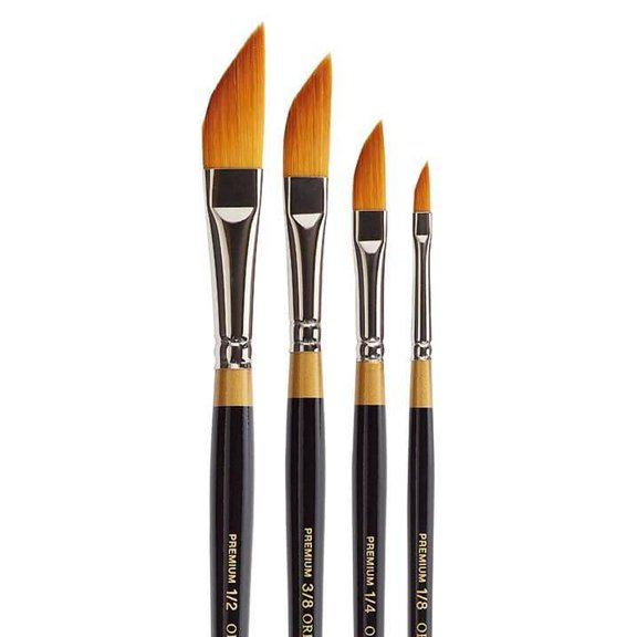 Kingart Original Gold, 9800 Dagger Series, Premium Golden Taklon Multimedia Artist Brushes, Set of 4, For all ages