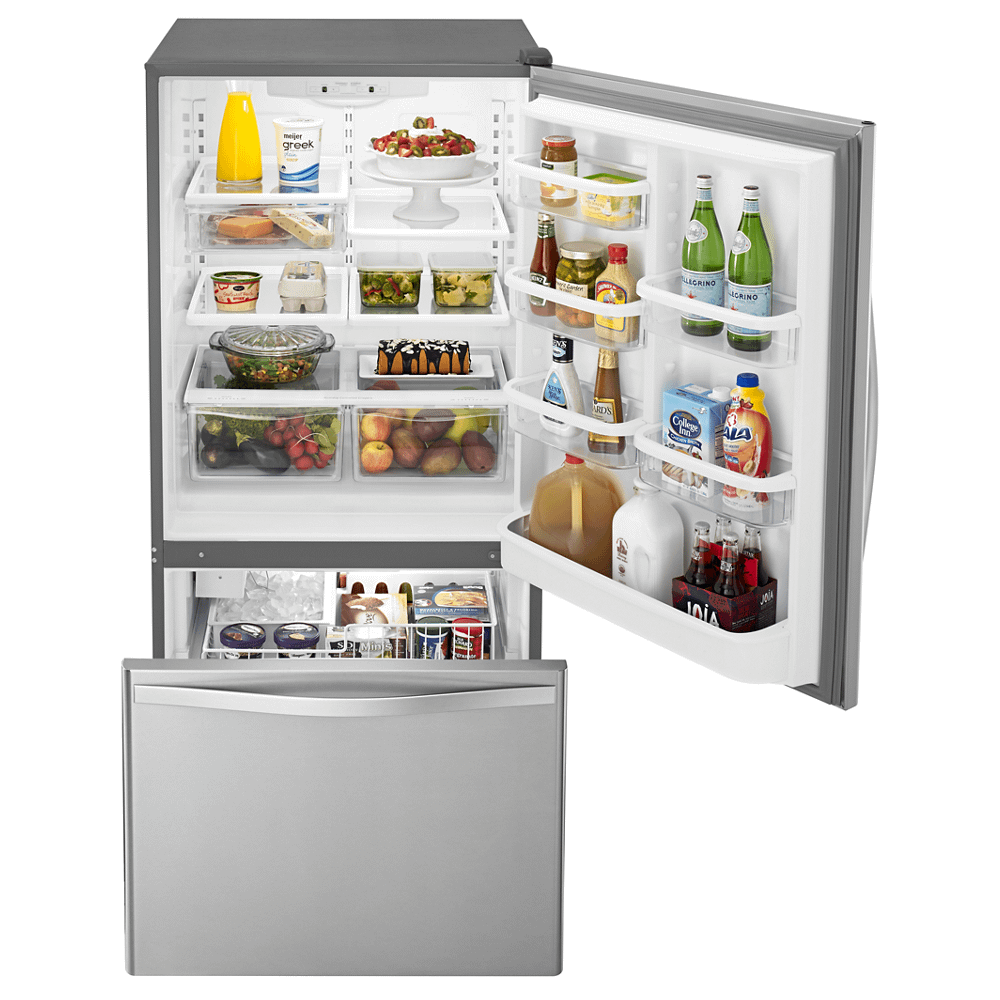Whirlpool® Brand New WRB322DMBM - 33-inches wide Bottom-Freezer Refrigerator with Spill Guard™ Glass Shelves - 22 Cu. ft - image 2 of 4