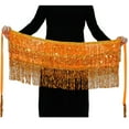 thumbnail image 1 of Minnieouse a la cadera para danza del vientre a la moda, faldas con borlas, multicolor, hermosa lentejuela, diamantes de imitación brillantes, Prendas para la parte inferior del cuerpo Naranja, 1 of 6