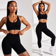 thumbnail image 4 of Conjunto de fitness de punto para correr, sujetador deportivo, pantalones de yoga de cintura alta, conjunto de yoga sin costuras, 4 of 5