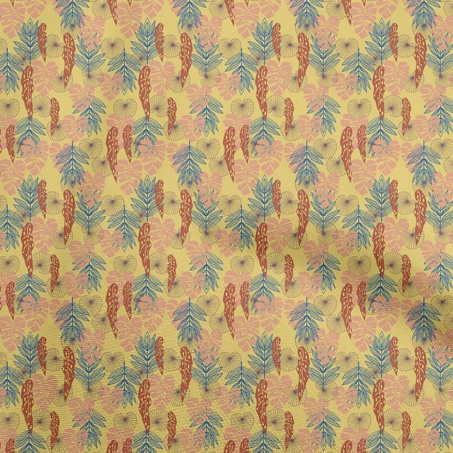 oneOone Cotton Poplin Twill Yellow Fabric Tropical Craft Projects Decor Fabric Printed By The Yard 56 Inch Wide