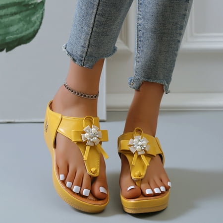 

Daznico Women Shoes Women Sandals Thong Platform Wedge Beach Platform Thong Wedge Beach Slippers Sandals Yellow 7