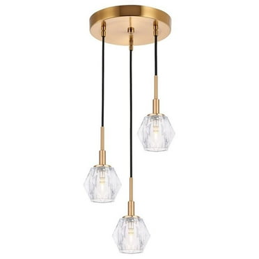 Woodbridge Lighting Jewel 3-Light Crystal/Metal Cluster Pendant in Brass