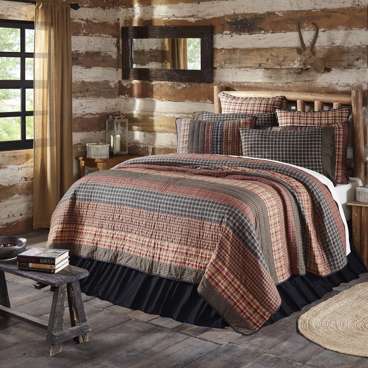 VHC Brands, Beckham, Cotton, 120Wx105L, Luxury King Quilt, Red