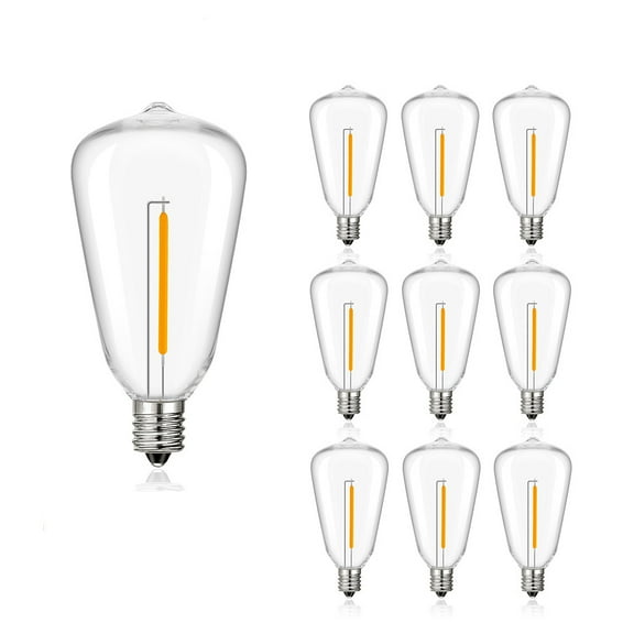 ST38 12V Low Voltage Light Bulbs,DC12V String Light Replacement PET Shatterproof Light Bulb, 1.5W Equivalent 15Watts, E12 Screw Base LED Bulb,Plastic Light Bulb,10 Pack