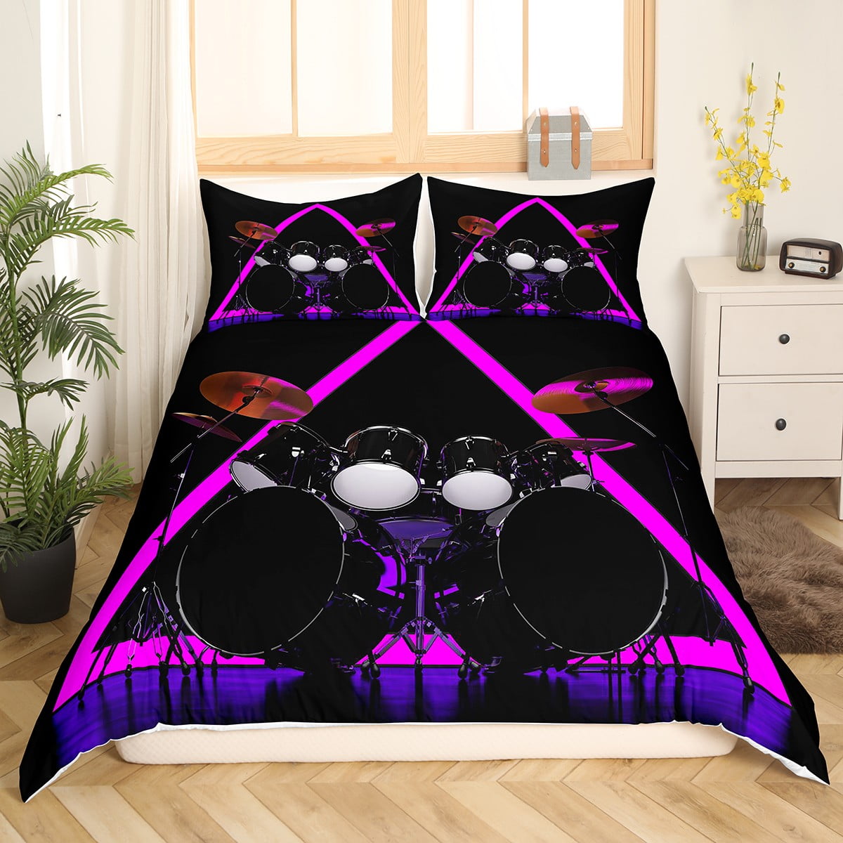 Set di biancheria da letto YST Black Drum Set QueenSet di biancheria da letto YST Black Drum Set Queen  