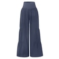 thumbnail image 7 of Satingcolo Linen Palazzo Pants for Women High Waist Tummy Control Wide Leg Pant Summer Flowy Loose Pull On Lounge Trousers, 7 of 7
