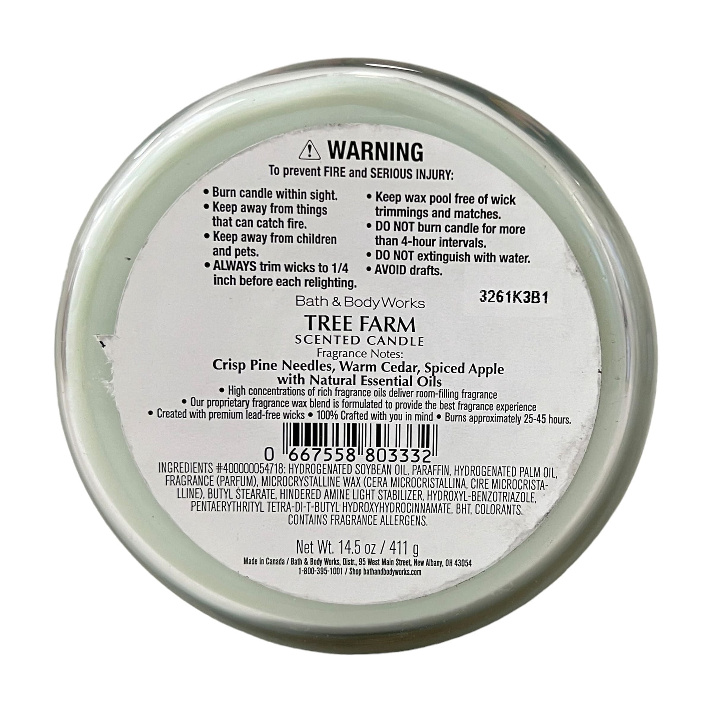 Bath & Body Works Tree Farm 3 Wick Candle 14.5 oz