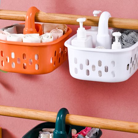 RENACLIPY White Bathroom Storage Basket Handheld Organizer Container for Bathing Items and Toiletries