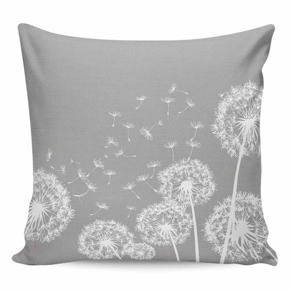 White Dandelion Pillow Covers 16x16 Inch Decorative Throw Pillow Cover, Spring Plants Flowers Vintage Gray Sofa Pillowcases Accent Cushion Case Home Decor Bedroom Living Room