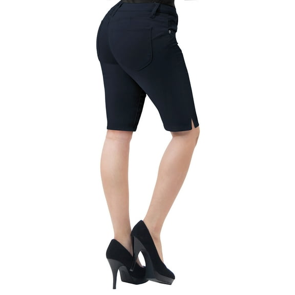 HyBrid & Company Womens 11.5 inch Inseam Butt Lift Stretch Bermuda Shorts