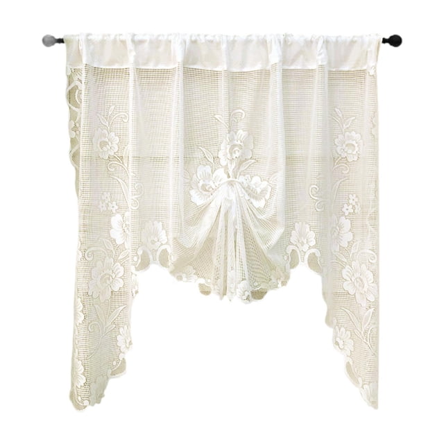 Cortina de cenefa de cenefa de botín Cortina Floral Romántica Cocina decorativa Cortina corta Café corto Swag para estudio de estudio de hotel beige 150cmx100cm