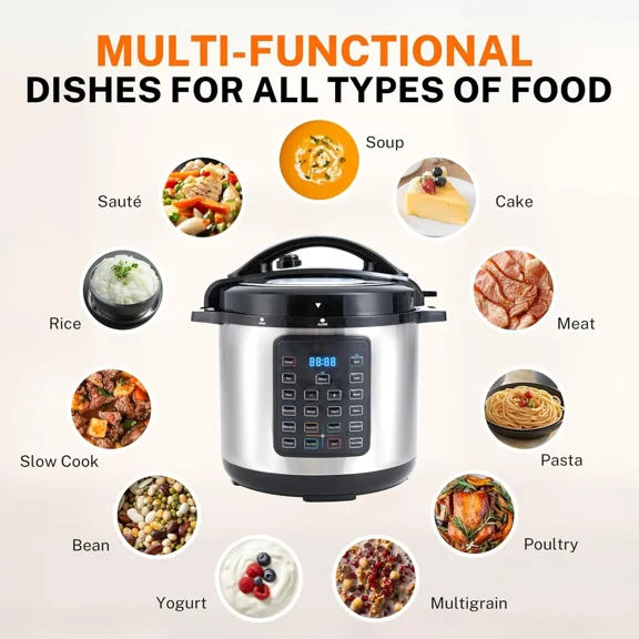 16-in-1 Electric Pressure Cooker Stainless Steel, Multi-Function Kitchen Gadget