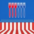 thumbnail image 6 of Yhmxh American Flag Party Supplies Set, Serves 24 – Disposable Patriotic Paper Plates, Tablecloth, Napkins, USA Flag Banner, Spoons and Forks, 4th of July-Themed Tableware for Independence Day BBQ, 6 of 6