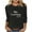 Black, variant on Women's Casual Fashion Print Brushed Ribbed Round Neck 3/4 Sleeve T-shirt Pullover Top / 3/4 Sleeve Round Neck Top / Women's Top