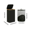 thumbnail image 3 of Extra Large Foldable Laundry Basket with Lid, 110L Capacity, Bamboo Handle, Removable Inner Bag, Beige Cloth, Rainproof, Sturdy Design for Bathroom, Household, 28.74x15.94x12.99 inches, 3 of 8