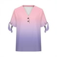 thumbnail image 7 of SYMOID Womens V - Neck Button Short Sleeve Tied Loose T - shirt for Misses, Casual and Fashionable,Pink,Size 2XL, 7 of 7
