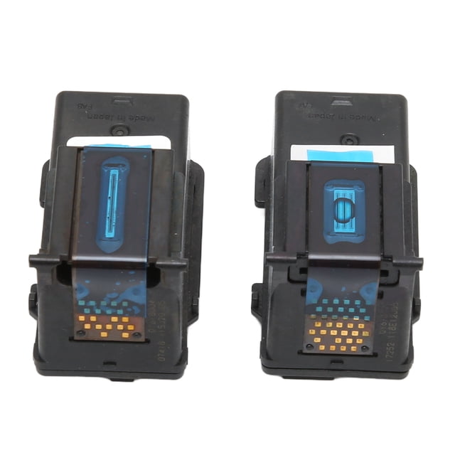 reemplazo del cabezal de impresión, cabezal de impresión estable y confiable color negro fácil de instalar para g1810 par de cabezales de impresión para G1800/G1810/G2800/G2810/G3800/G3810/G4800/G4810, vista frontal centrada de dos unidades negras con contactos dorados y cubiertas plásticas transparentes azules; diseño plug-and-play probado con papel de prueba.