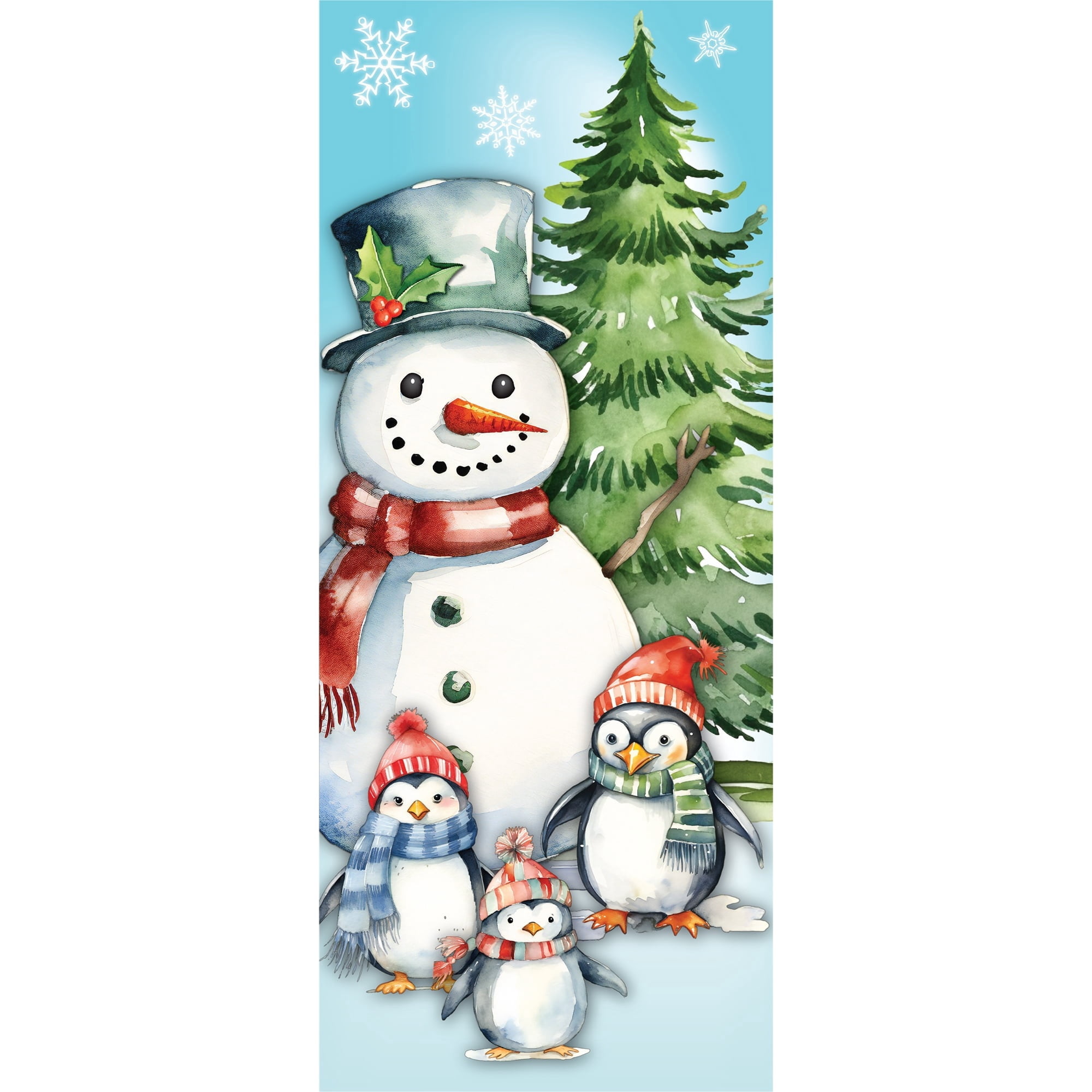 Snowman and Penguins Decorative Christmas Door Panel, Multicolor, 30" x 6', by Holiday Time