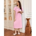 thumbnail image 3 of Ekouaer Long Nightgowns for Women Short Sleeve Sleepshirt Soft Sleep Dress House Dresswith Pockets, 3 of 7