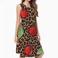 thumbnail image 2 of Cherries Leopard Print Seamless Pattern Dress Loose Women'S Dress Beach Dresses With Pockets Dresses For Womens, 2 of 4