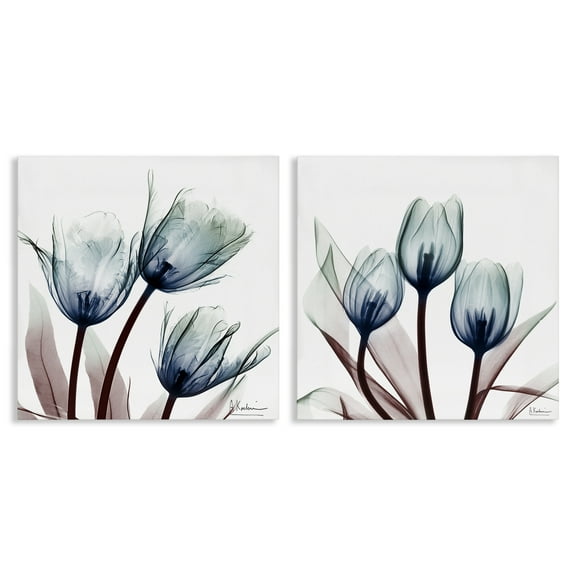 Stupell Industries Vibrant Blue Tulips Floral Painting Wrapped Canvas Canvas Art Print Wall Art, 17 x 17, Set of 2