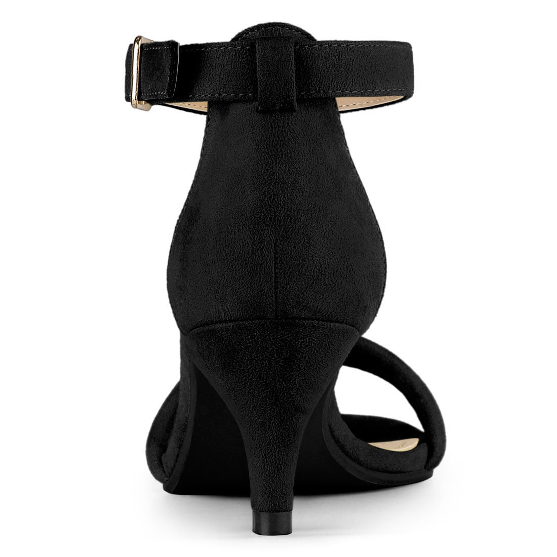 DARING DIVA Women's Kitten Heel Ankle Strap Sandals for Fashionable Occasions Black 8.5
