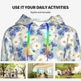 thumbnail image 4 of Lsque Daisies Flowers Pattern Casual Women's Hoodie,Hooded Sweatshirt with Kangaroo Pocket,Pullover Hoodie with Eye-catching Drawstrings-Medium, 4 of 7