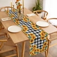 thumbnail image 3 of Table Runner 72 Inches Long for Kitchen Dining, Sunflowers Dresser Scarf Farmhouse, Dining Table Decorations for Wedding/Parties, Farmhouse Summer Floral Black White Plaid 13 x 72 In, 3 of 8