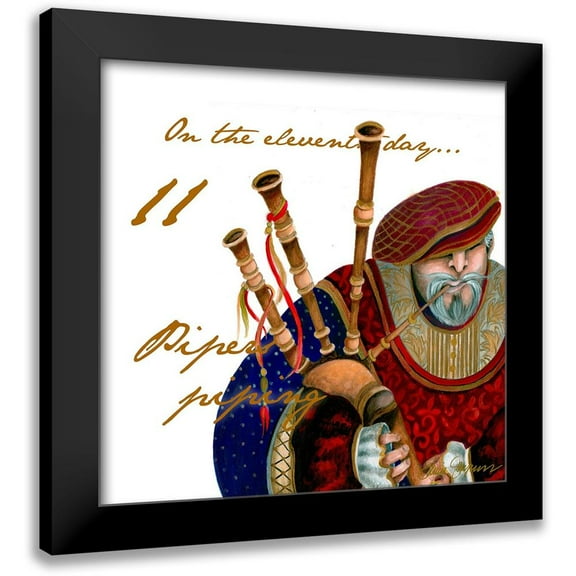 Gaynor, Janice 12x12 Black Modern Framed Museum Art Print Titled - Eleven Pipers Piping