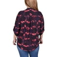 thumbnail image 2 of NY Collection 3/4 Roll Tab Sleeve Y-Neck Top, 2 of 3