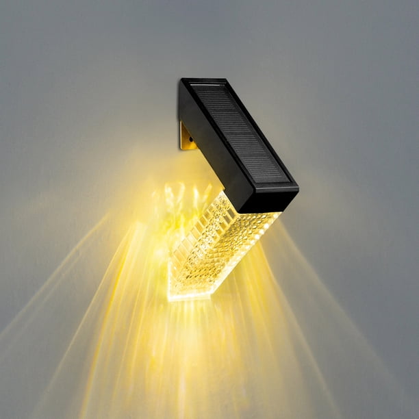 Fiudx Lámpara Solar de Pared, Led de Modo Dual, Blanco Cálido/Blanco, Energía Solar, Abs + Acrílico Resistente a La Intemperie, Fácil Instalación Vertical/Plana, Decoración para Vallas de Jardín, Enc