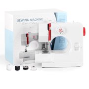 Mini Sewing Machine for Beginners, Electric Portable Small Sewing Machine with 12 Built-In Stitches Reverse Sewing Adjustable Speed LED Light Foot Pedal Heavy Duty Household Mending Stitching Machine