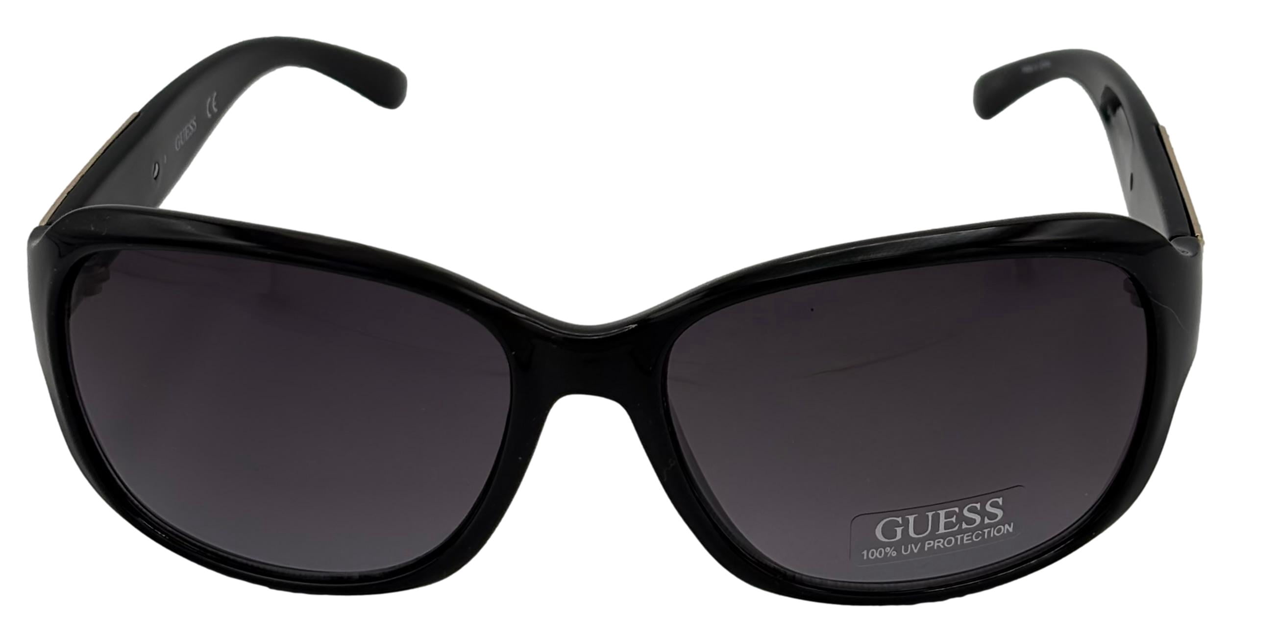 Guess Sunglass Womens Shiny Black Oversize Rectangle Plastic, GF0395. 1B