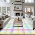 thumbnail image 4 of White Grid 5'x7' Area Rug, Colorful Plaid Modern Geometric Pattern Washable Non-Slip Soft Rugs, Low-Pile Large Carpet for Living Room Bedroom Dining Room, Non-Shedding Accent Rug, 4 of 9