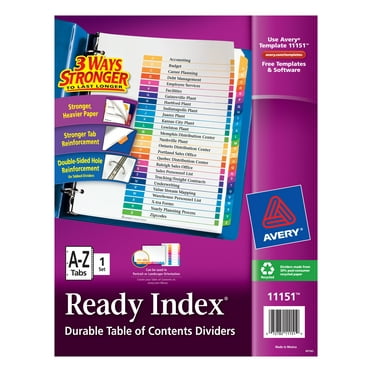 Avery Table of Contents Dividers, Ready Index, 26 Preprinted Tabs A-Z